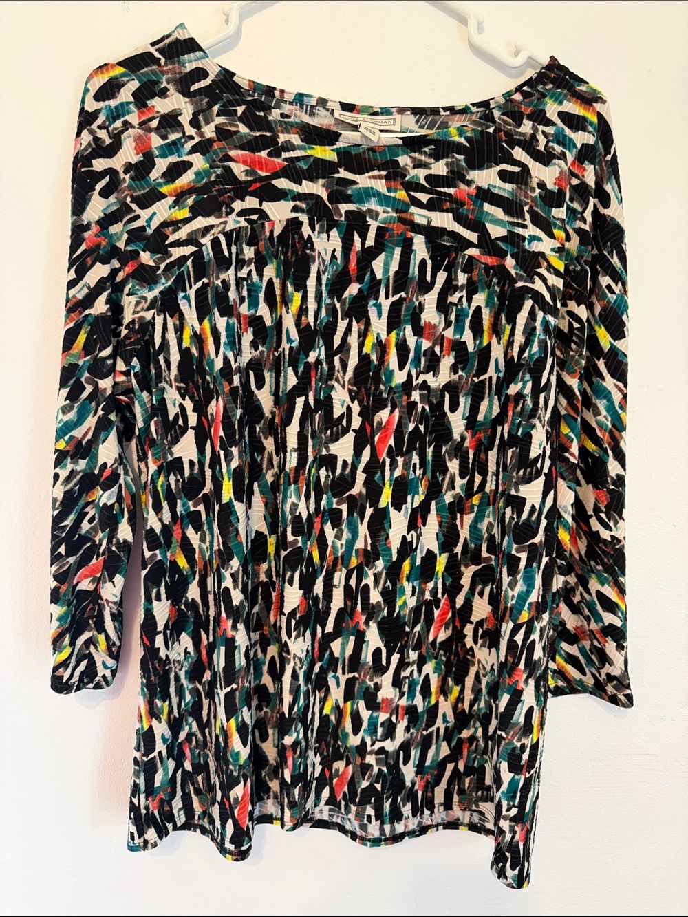 Abstract Multicolor Long Sleeve Top Dana Buchanan Large